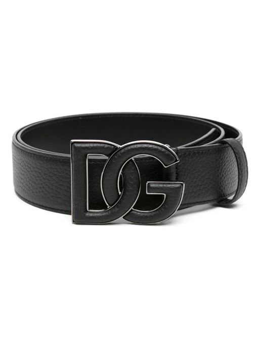 HAMMERED LEATHER BELT WITH DG BUCKLE Dolce & Gabbana | BC4675AT48980999